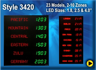 BRG Programmable Time Zone Clock, World Clock, Zulu Clock, Style 3420